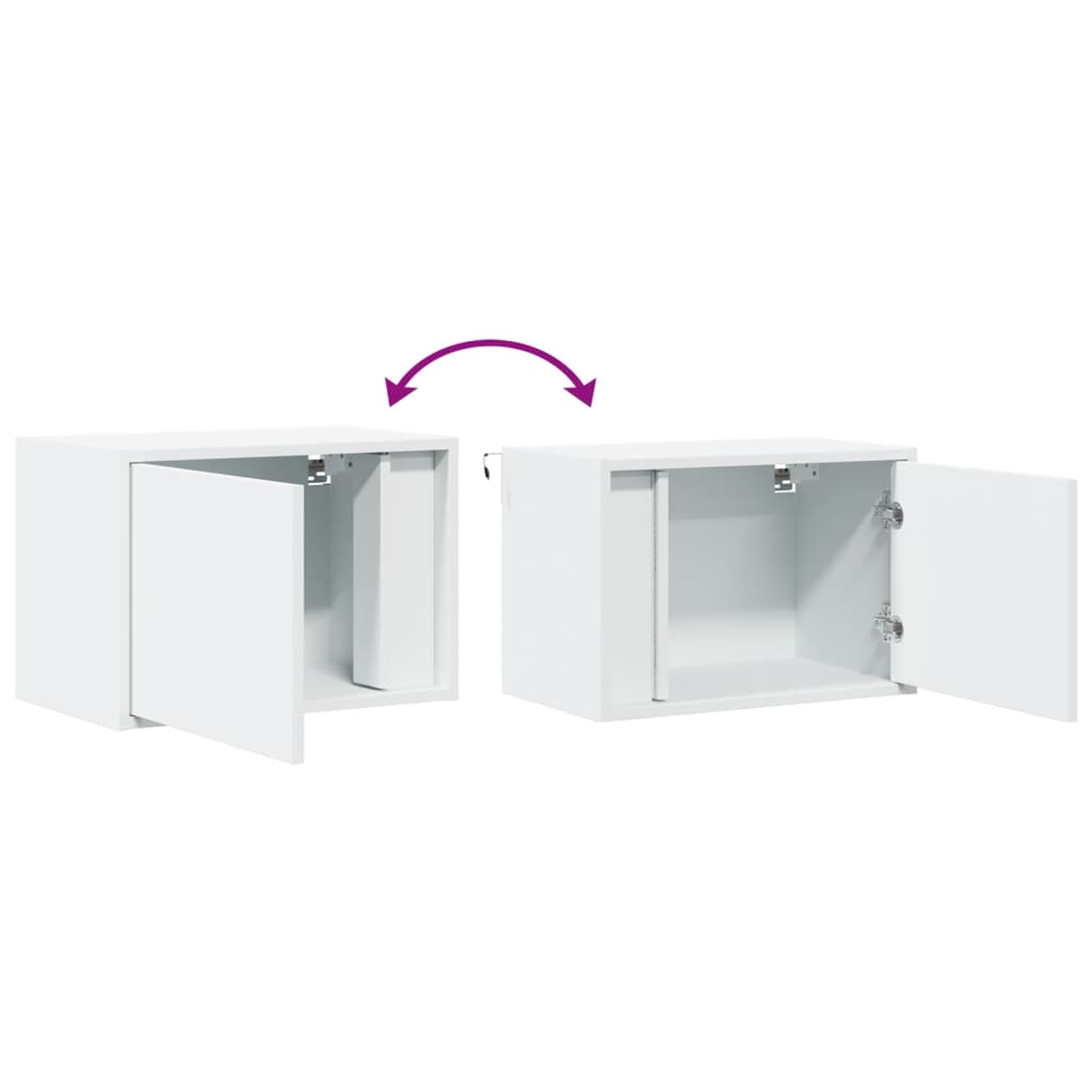 Wall Mounted Nightstand with LED Lights White