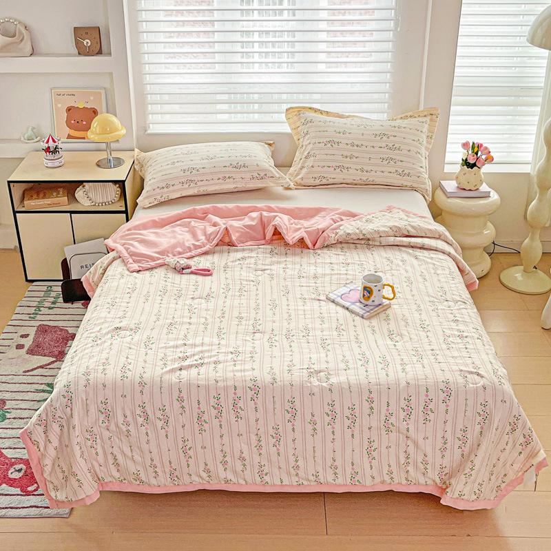 Class A Washed Cotton Soybean Fiber Gauze Quilt - Double Layer Summer Cool, Machine Washable