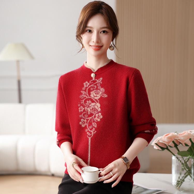 In The Elderly Women's Clothing Autumn and Winter Fleece Thickened Top Mother Clothing Warm Wool Clothes