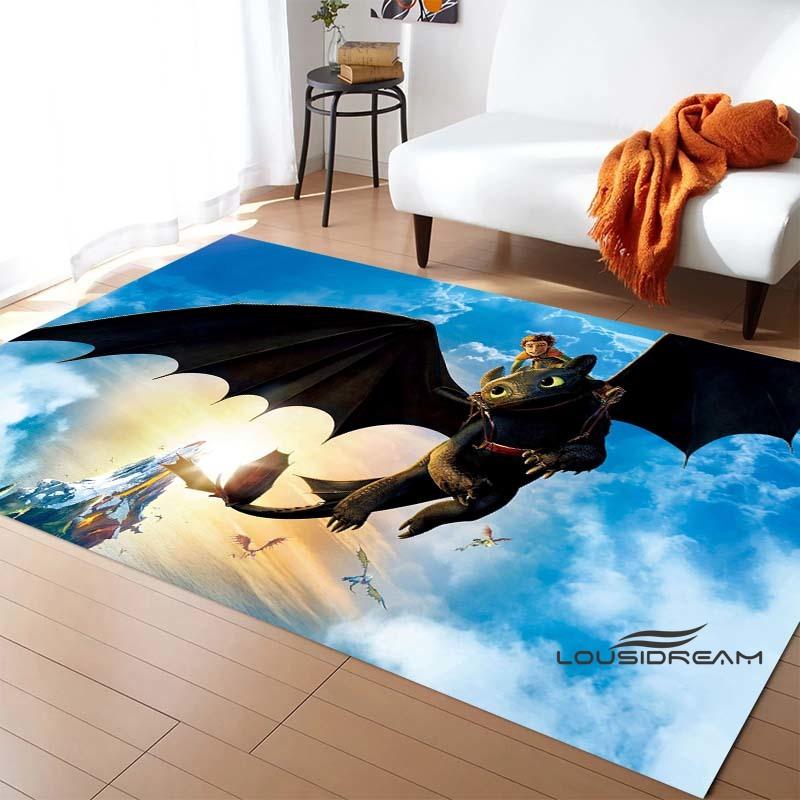 3DHow to Train Your Dragon themed printed rug, suitable for living rooms, bedrooms, sofas, balconies, gardens, etc. Large-sized