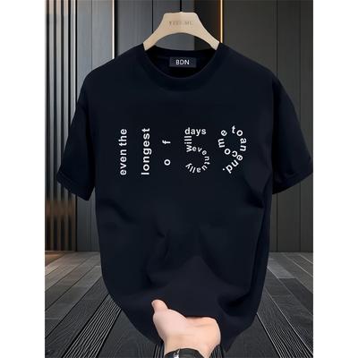 European Sizes Men'S Summer Heavy Short-Sleeve T-Shirt with Trendy Prints, Versatile Korean And Japanese Style