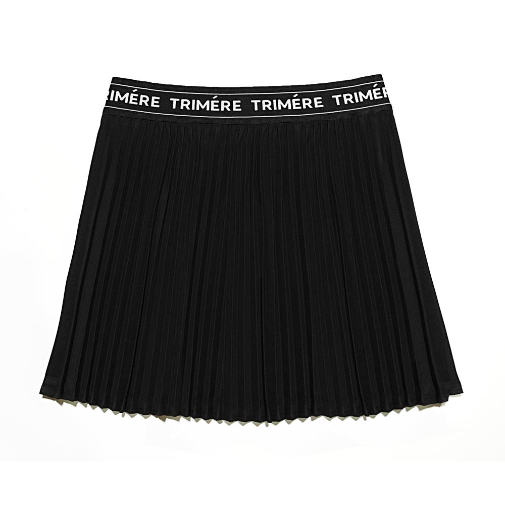 TRIMERE Wrinkle Pleated Elastic Skirt Black