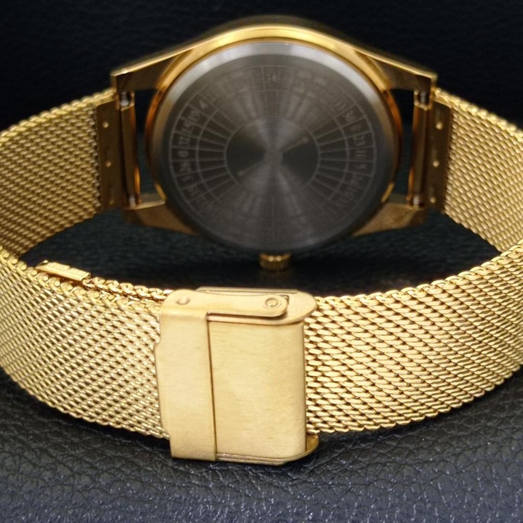 VINTAGE HAND-WINDING SWISS MENS REFURBISHED ROULETTE YELLOW DIAL WATCH A701163-5 R205b-a701163
