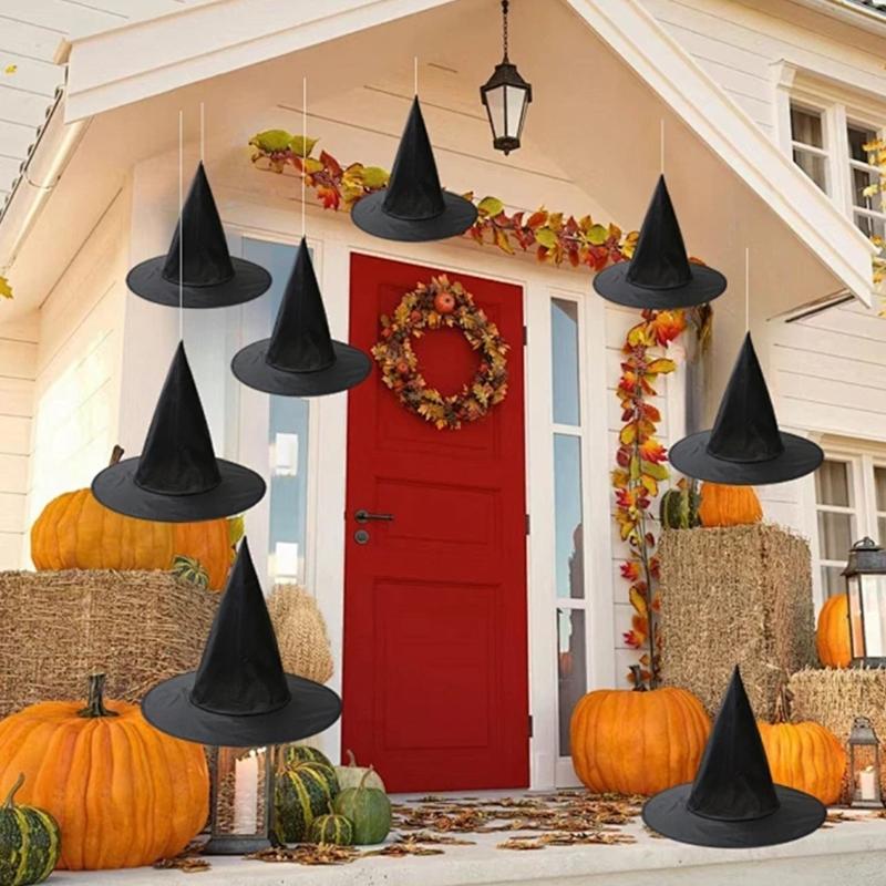 10PCS/Set Hanging Witch Hat Ceiling Decoration Halloween Hanging Ornaments Bedroom Festival Celebration Decoration