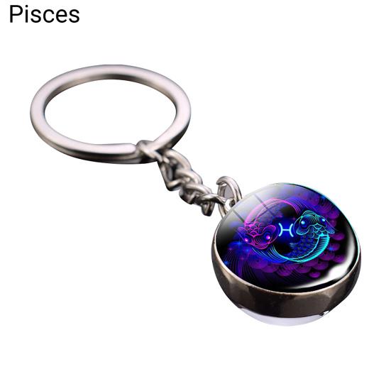 Detachable Keychain High Quality Decor Wide Application Fashion Glass Ball Constellation Key Chain