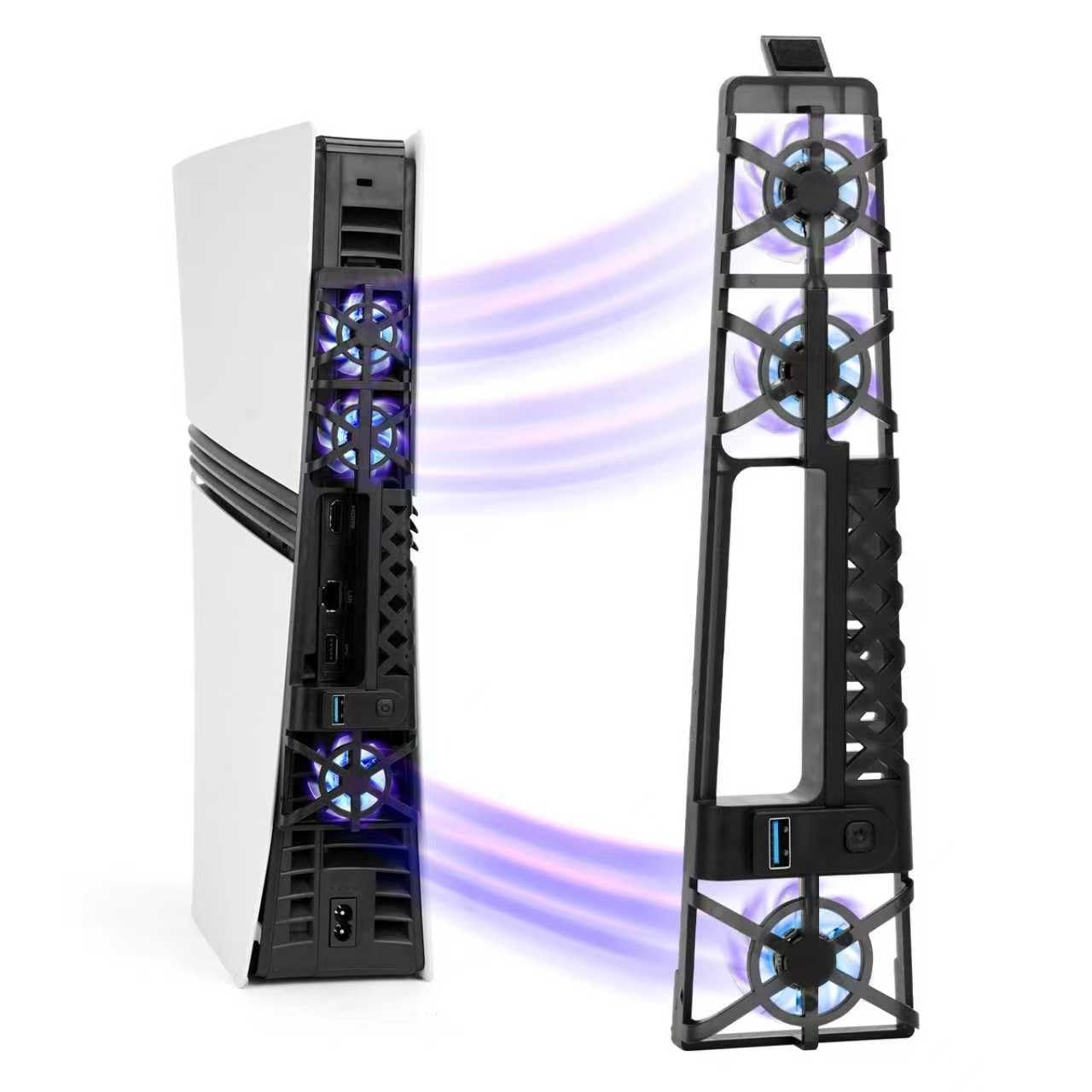 

PS5 Slim Cooling PlayStation 5 Heat PS5 with LED USB Port Low Automatic Temperature Compatible with All New PlayStation 5 Models Pro/PS5 Fan, чорний