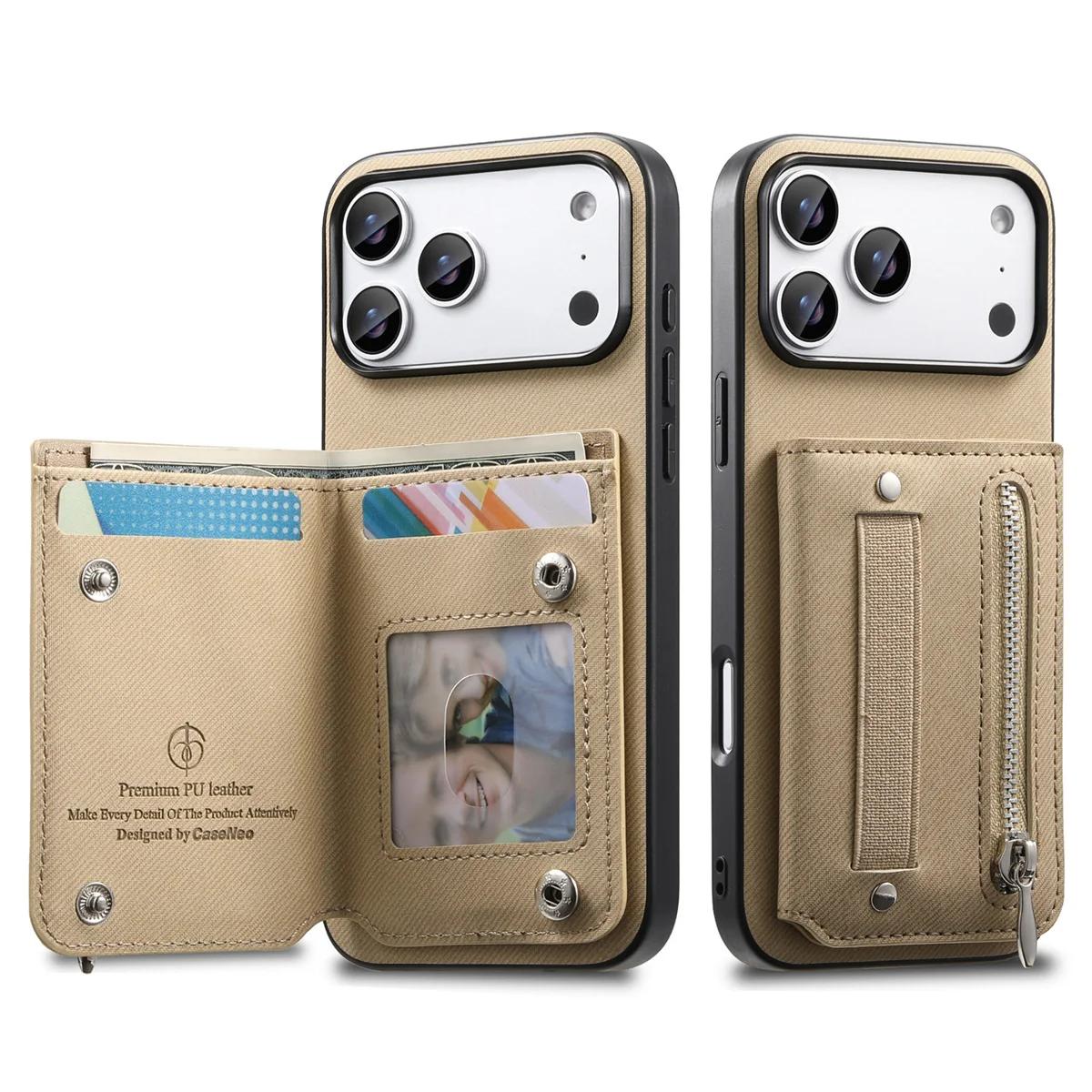 

Flip RFID Wallet with Card Holder Phone Case for IPhone Air 17 16E 16 Plus 15 14 13 12 11 Pro Max Wrist Strap Leather Cover iPhone 15 Pro Max хакі