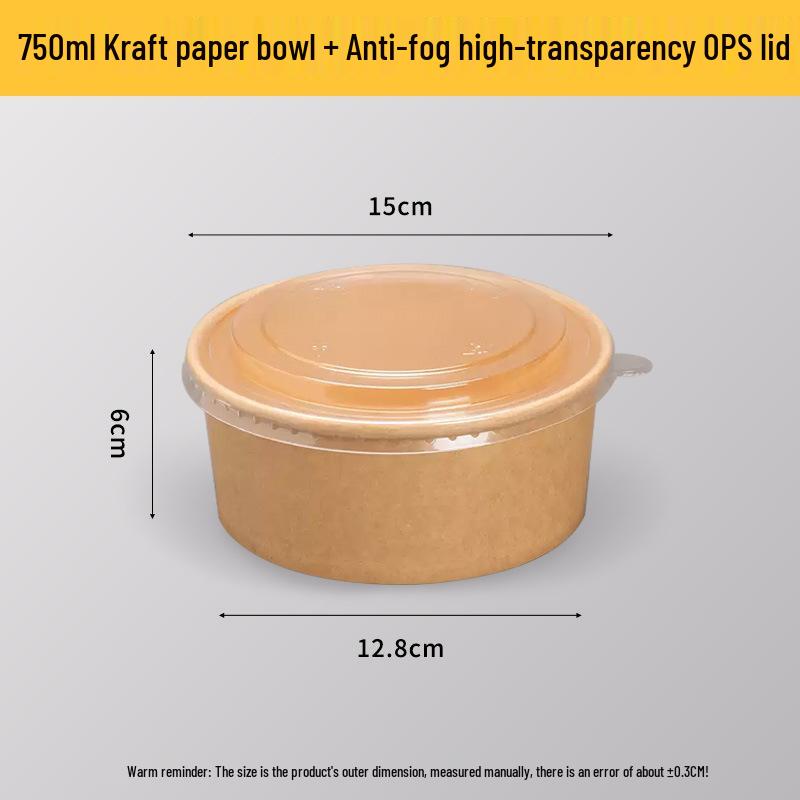 COFLYEE Disposable Kraft Paper Bowls with Lids 750ml
