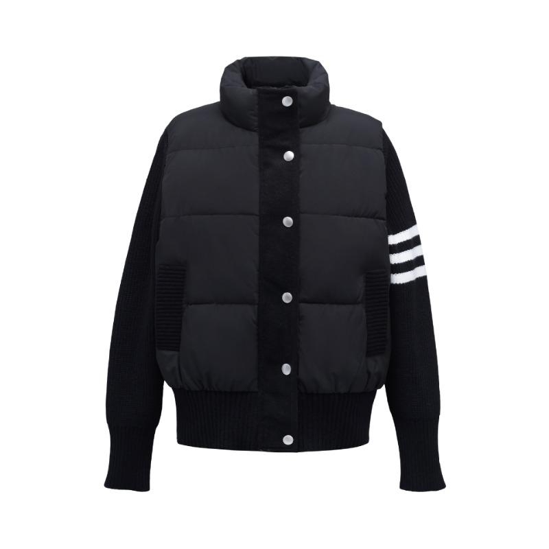 Knitted stand-up collar splicing cotton-padded clothes women's short high-end new fashion cotton-padded clothes splicing warm cotton-padded jackets