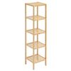 Corner Standing Bookshelf 5-Tier Bamboo Ladder Narrow Shelf Plant Stand