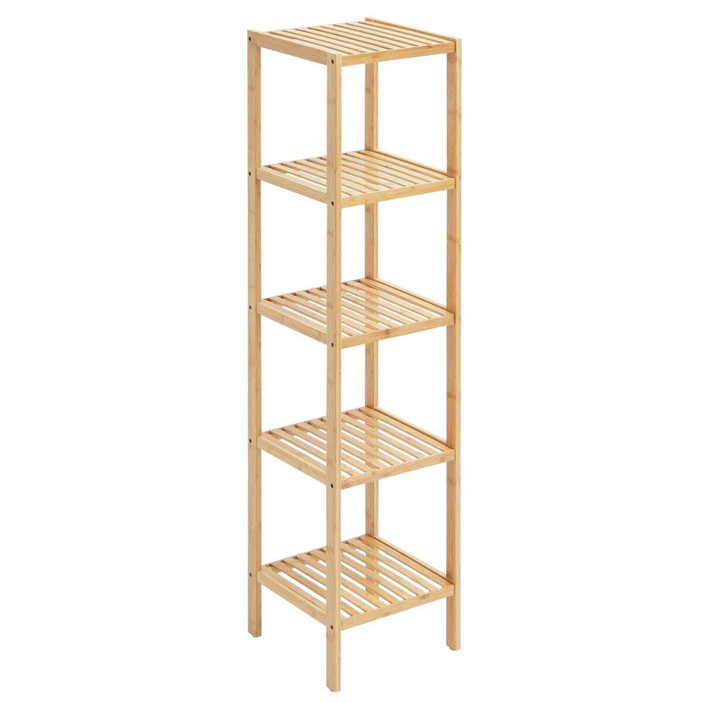 Corner Standing Bookshelf 5-Tier Bamboo Ladder Narrow Shelf Plant Stand