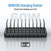 10-Port USB PD Charging Station with Storage Rack for Tablets & Phones