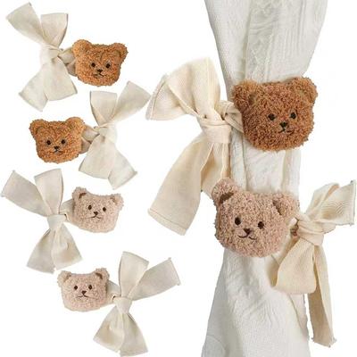 1/2pcs Cartoon Bear Curtain Binding Strap Tie Hanging Buckle Tie Kids Room Curtain Tie Rope Home Decoration