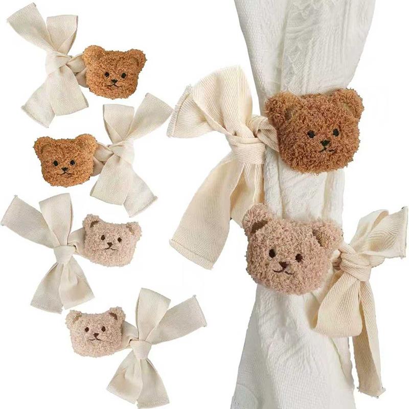 1/2pcs Cartoon Bear Curtain Binding Strap Tie Hanging Buckle Tie Kids Room Curtain Tie Rope Home Decoration