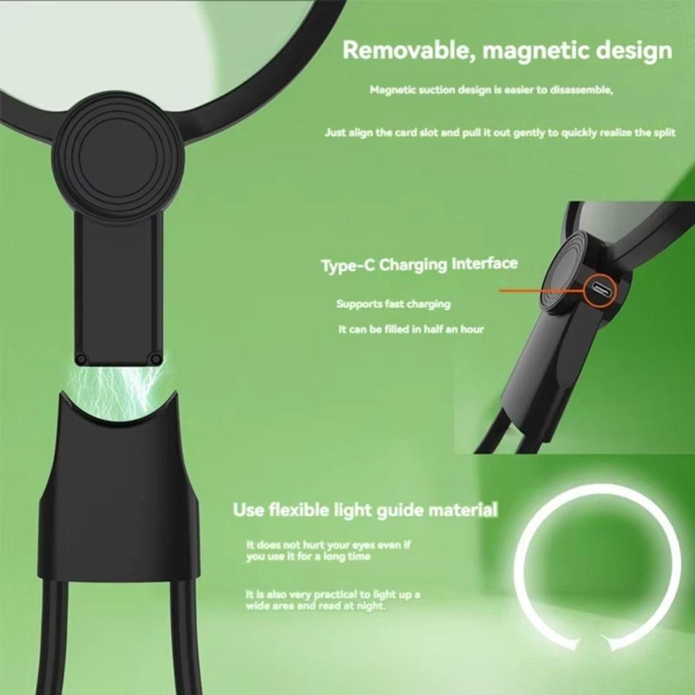 Rechargeable 3X Neck Wear Magnifier USB-C Power Handheld Magnification Glass  Elder