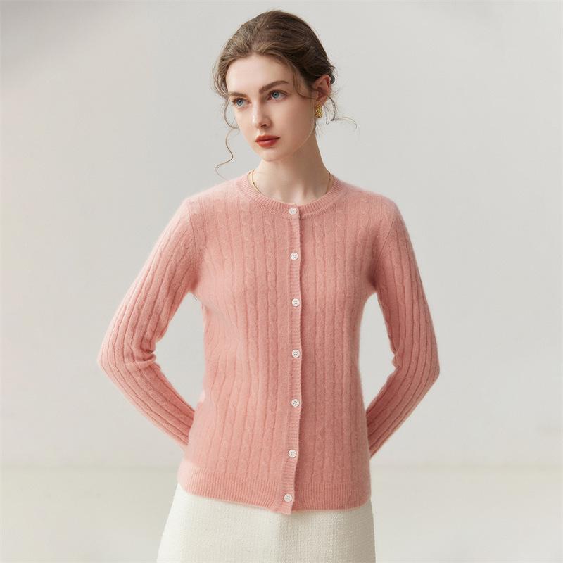 Lekasha Women's 100% Pure Cashmere Seven-Gauge Cardigan: Loose, Fashionable, Versatile Sweater Coat
