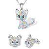 Cat Gifts for Girls Cat Necklace and Cat Earrings Set Little Girls Jewelry for Cat Lover Daughter Granddaughter, for Teenager