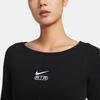 Nike Solid Color Round Neck Casual Crop Tight Long Sleeve T-Shirt Women Tops Black FN1912-010