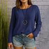 Women's Solid Color Casual Top Round Neck Long Sleeved Loose Pullover Top