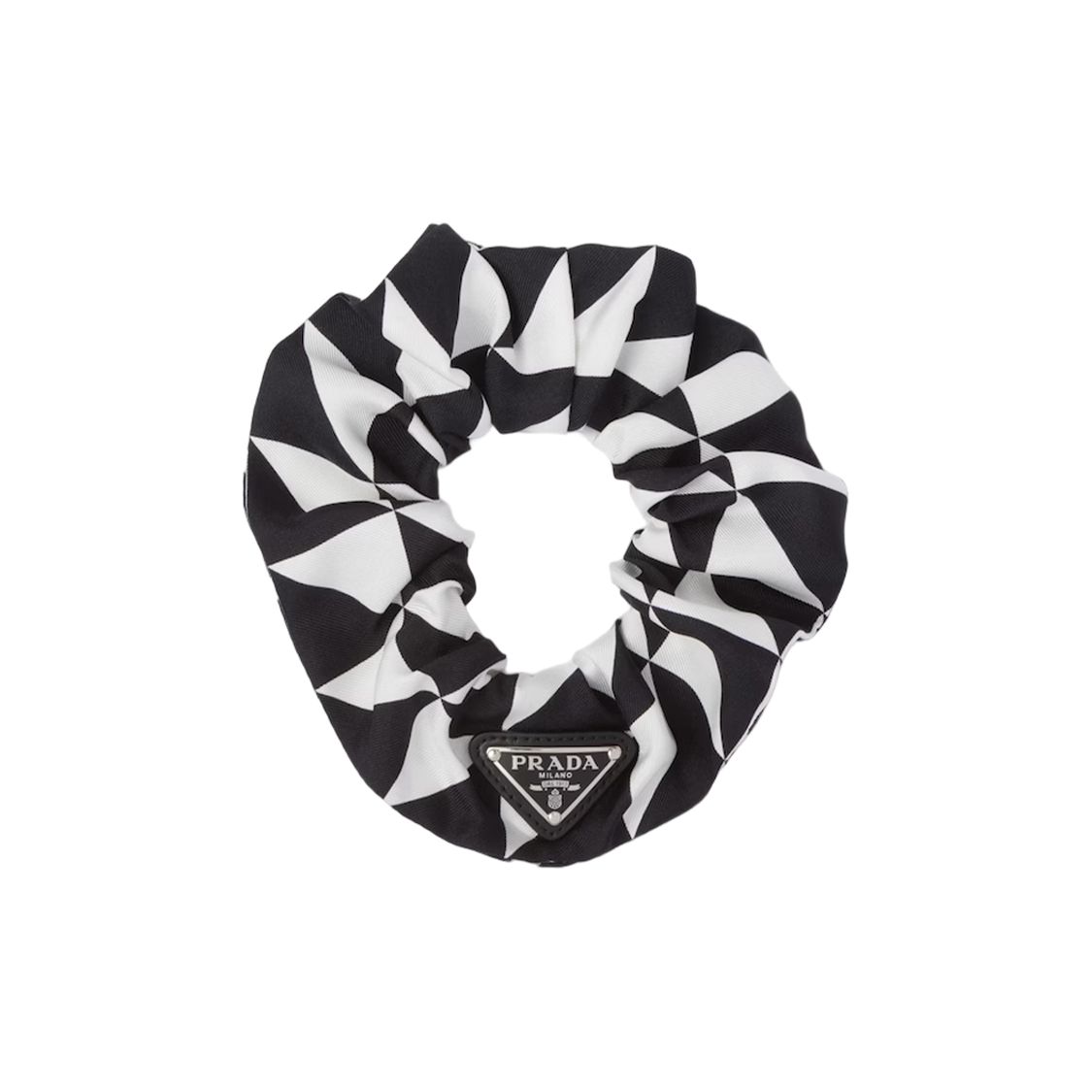 Prada Enamel Triangle Logo Adorned Elegant Design Hairband Women accessories Black White 1IF015-2DTP-F0967 Black/White,F