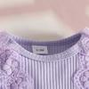 Baby Girl Long Sleeve Lace Trim Bodysuit Dress - Newborn Autumn/Winter Casual Romper