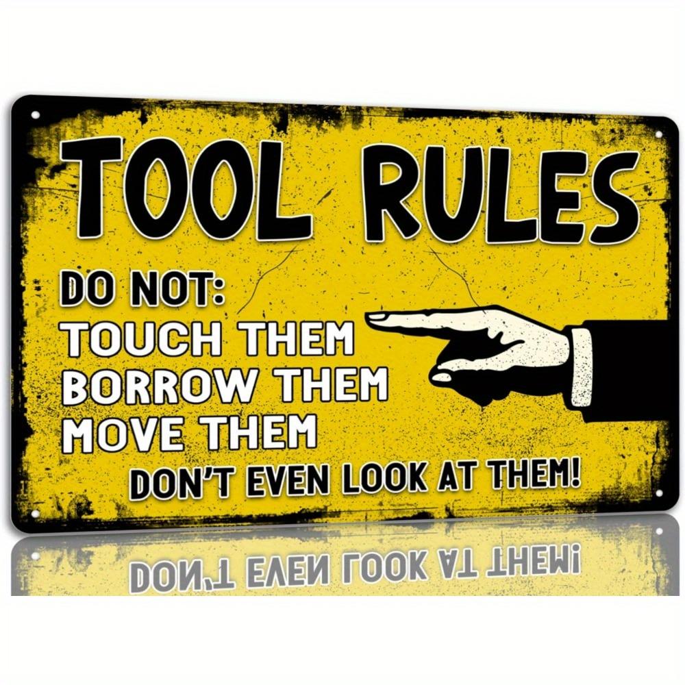 Tool Rules Metal Sign Vintage Iron Wall ArtGarage Workshop Warning Plaque for Man Cave Workshop Home Bar Bullet Points