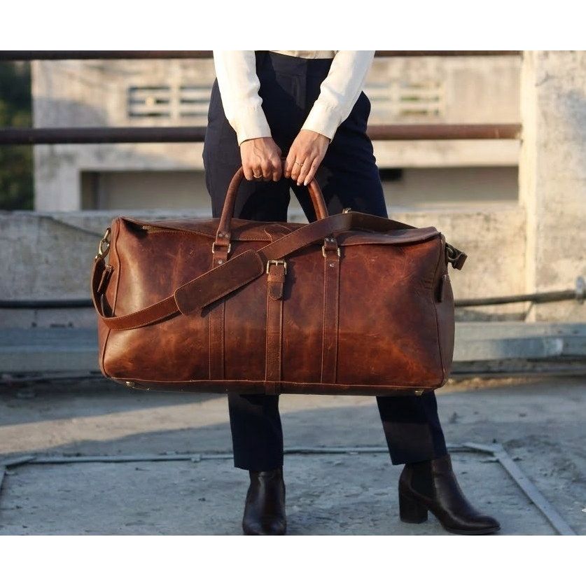 

Сумка-дафл з натуральної шкіри чоловіча|Сумка-вікендер з натуральної шкіри коричнева|Шкіряна дорожня сумка|Сумка для подорожей на ніч|Персоналізовані подарунки для нього дафл 24 x 11 x 11 in