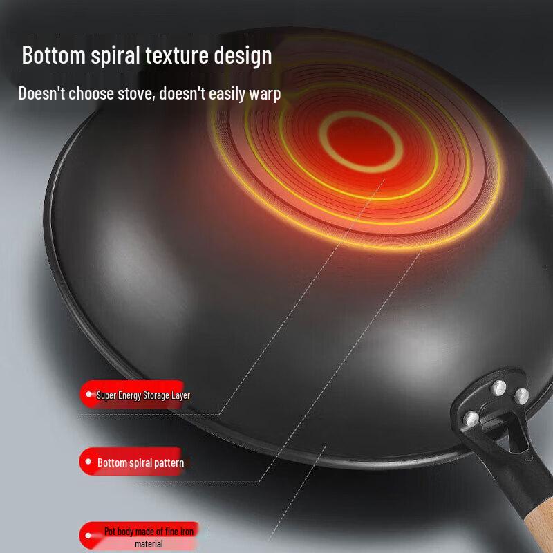 Kangbach Traditioneller Unbeschichteter Gusseisen-Wok