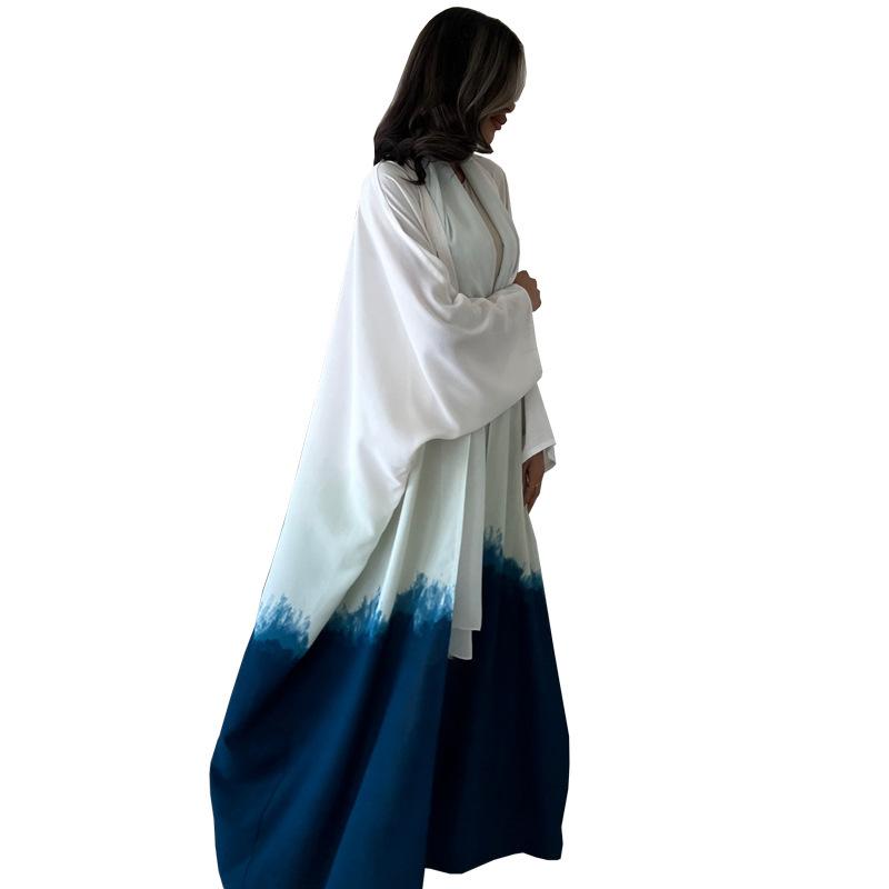 MQ100 Tie-dye Abaya Cloak: Summer European & American Trend Cardigan Dress