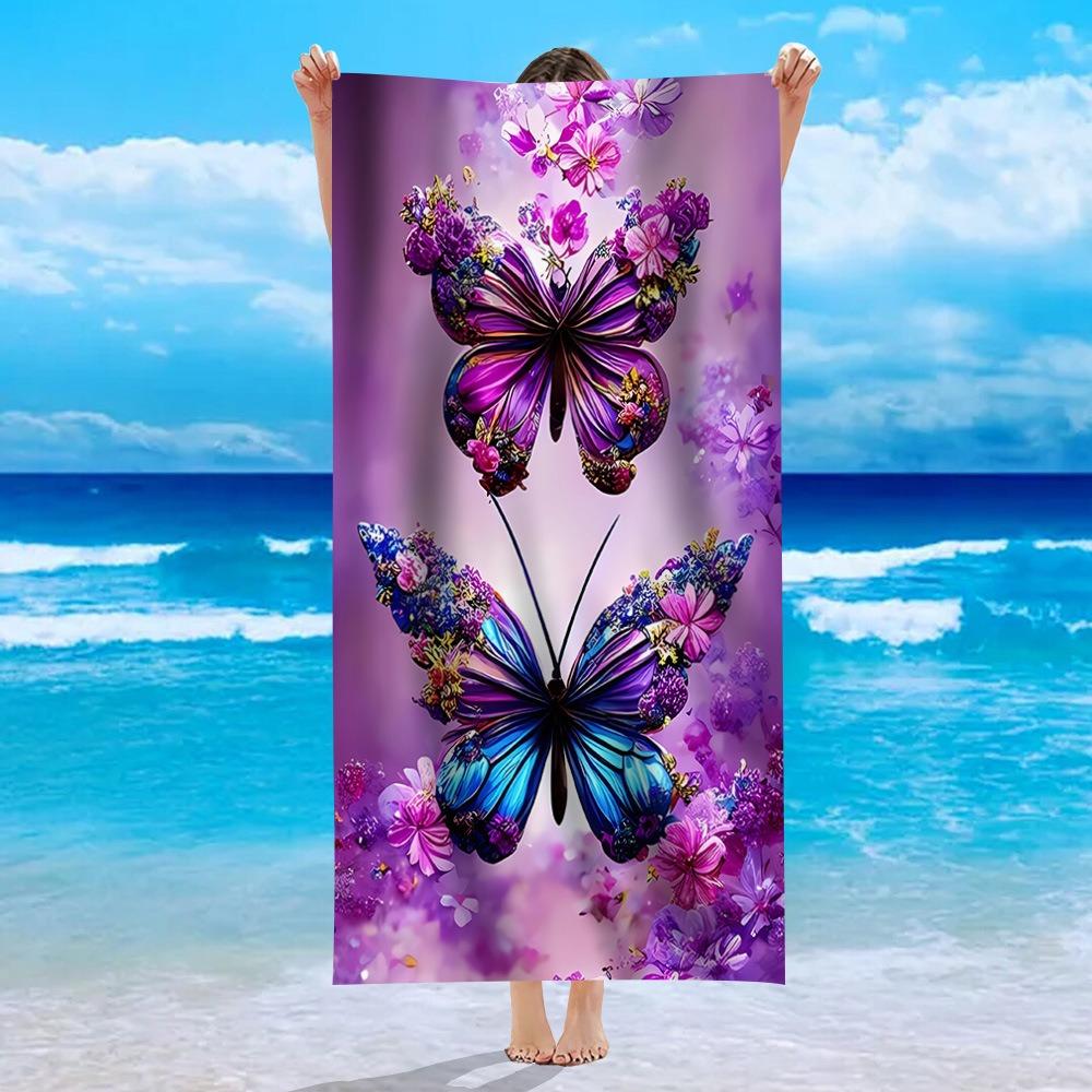 Mehrfarbiges Polyester-Strandtuch Flamingo Einhorn Ananas Bedrucktes Badetuch Schnelltrocknend Sandfrei für Sommer Pool Urlaub
