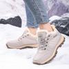 TUINANLE Couple Outdoor Hiking Shoes Warm Plush Flat Lace Breathable Soft Sole Low-top Boots Unisex Camping