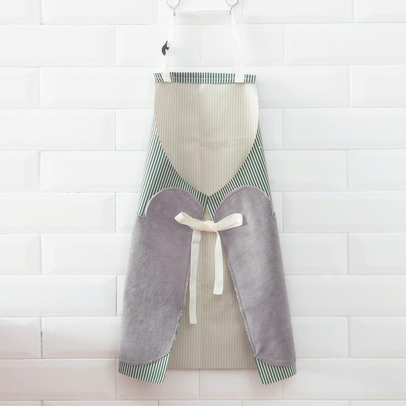 Adjustable Fabric Wiping Hand Apron, Kitchen Cooking Cooking Oil-proof Cooking Smock, Large Pocket Striped Waist