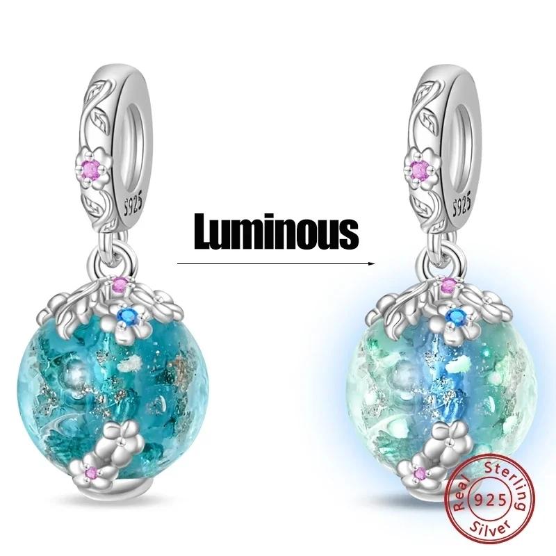 Copper Luminous Blue Wishing Bottle Charms Angel Conch Pendant Bead Fit Bracelet Diy Exquisite Jewelry Making