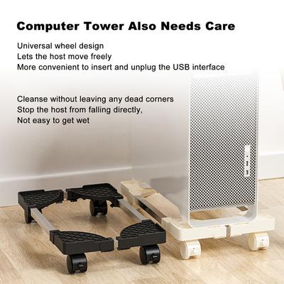 Computer Tower Stand Verstellbare mobile CPU-Halterung mit Universalrad Edelstahl PC Tower