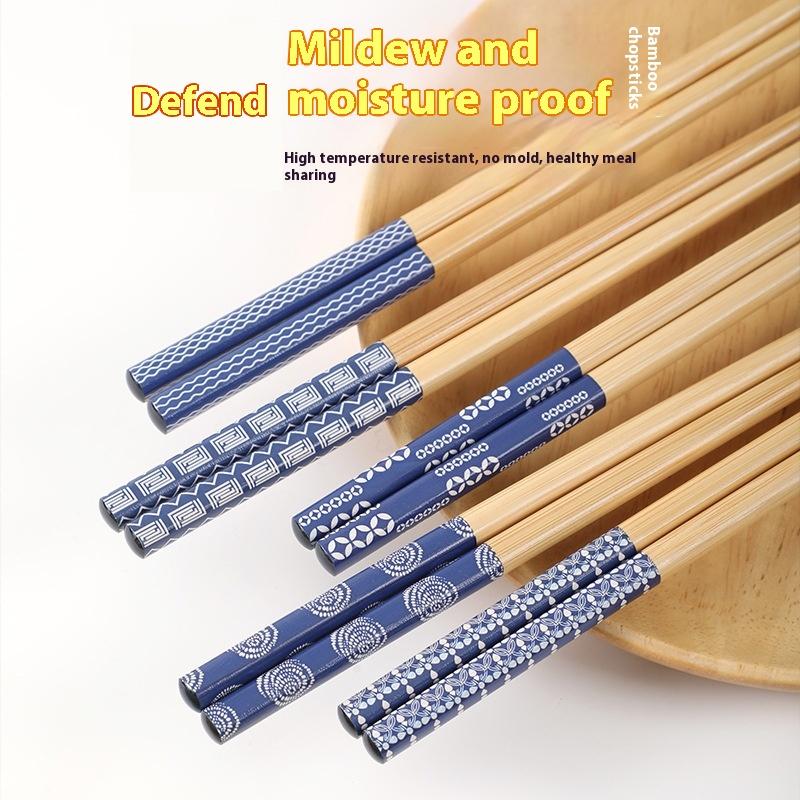 Reusable 5Pairs Tableware Handmade Bamboo Japanese Wood Chopsticks Sushi Food Cat Flower Multi Color Wooden Chop Sticks