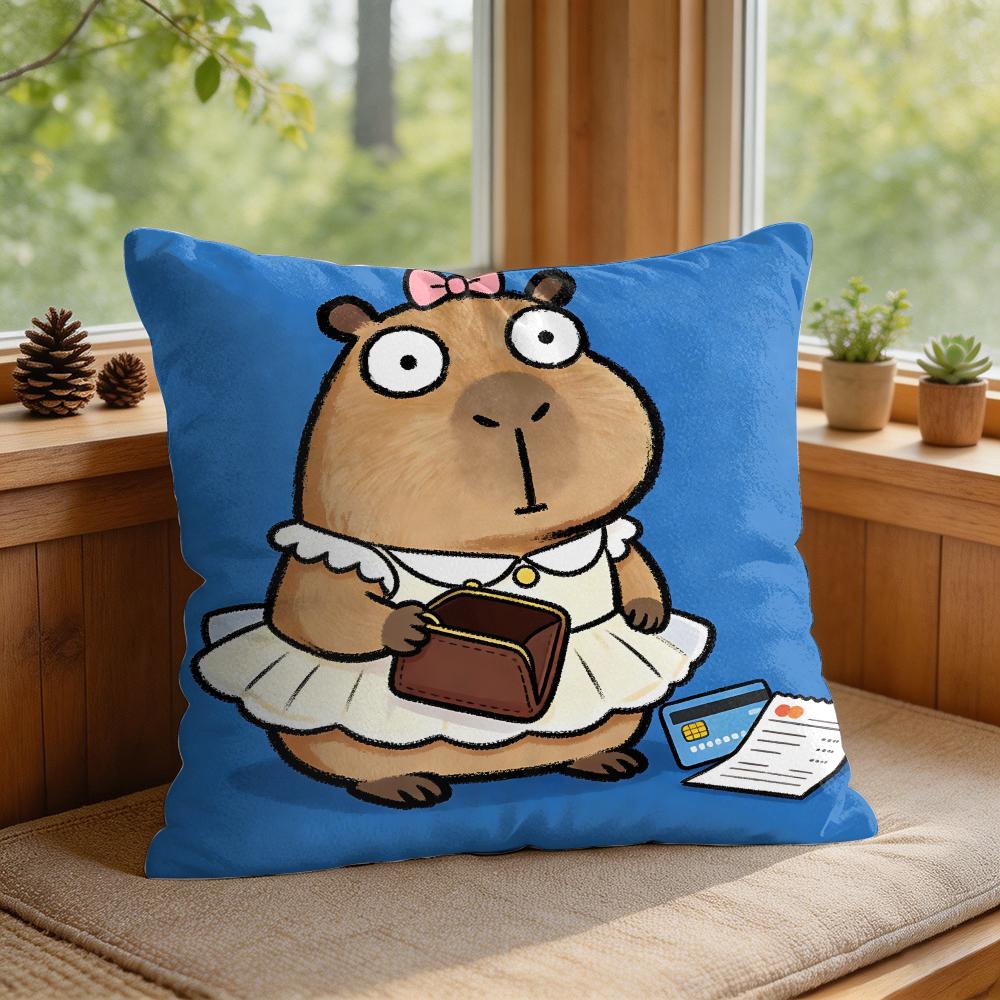 Cute Kicapara Cartoon Cushion Cover Silky Short Plush Invisible Zipper Dustproof Sofa Pillow Case For Home Decor