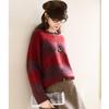 Women's Pure Cashmere Striped Color Block Sweater