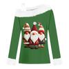 Women's Casual Fashion Sexy Off-Shoulder Collar Christmas Pattern Long Sleeve Crewneck T-Shirt Top