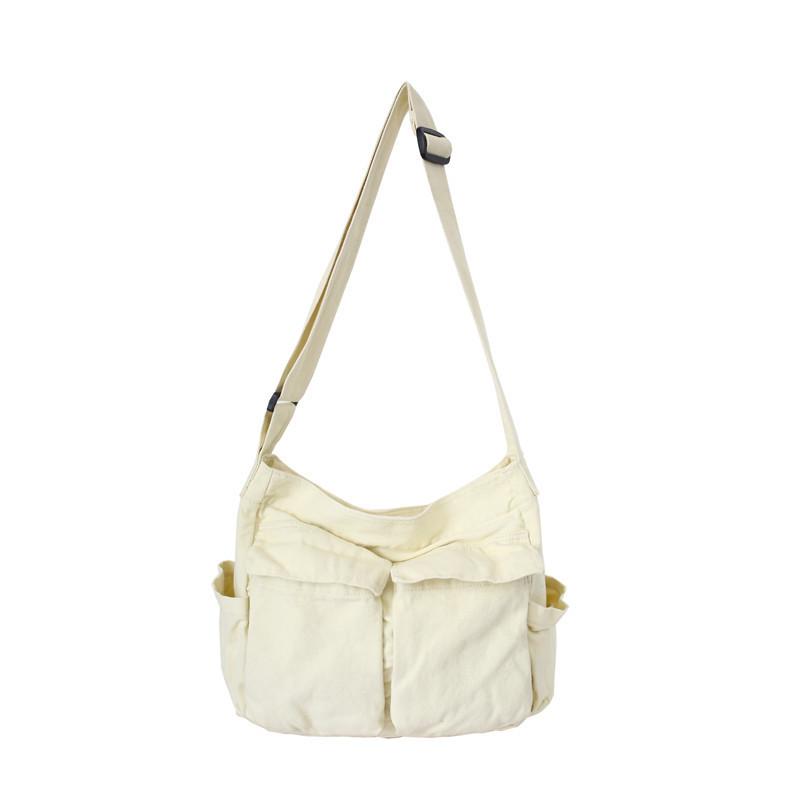 Torba Kurierska Vintage, Casualowa Torba Crossbody Podróżna, Torba na Ramię Płócienna o Dużej Pojemności, Wielokieszeniowa
