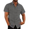 Men's Summer Business Shirt with Double Pockets, Short Sleeve Shirt, Casual Vacation Top