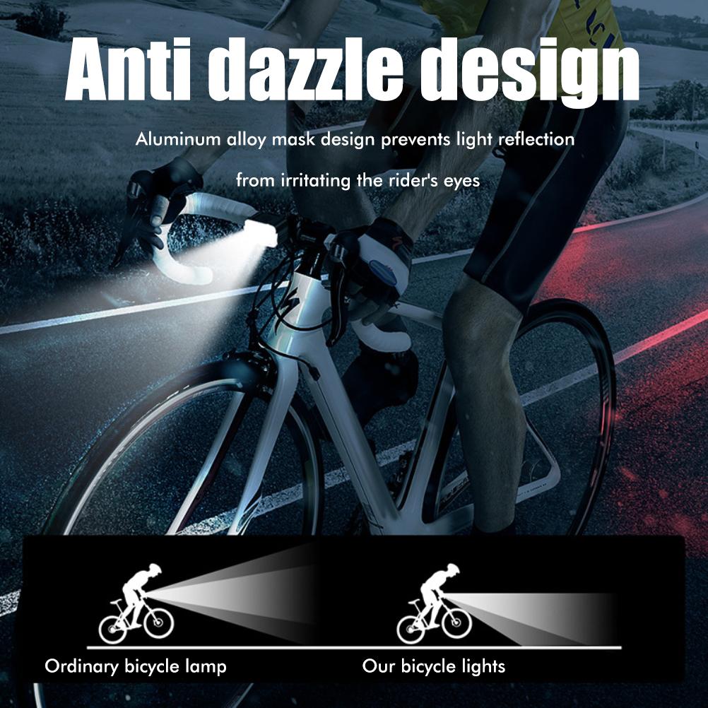 USB Rechargeable Bike Light Set IPX6 Waterproof Bike Front Headlight Rear  Light Outdoor Cycling Safety Flashlight for
