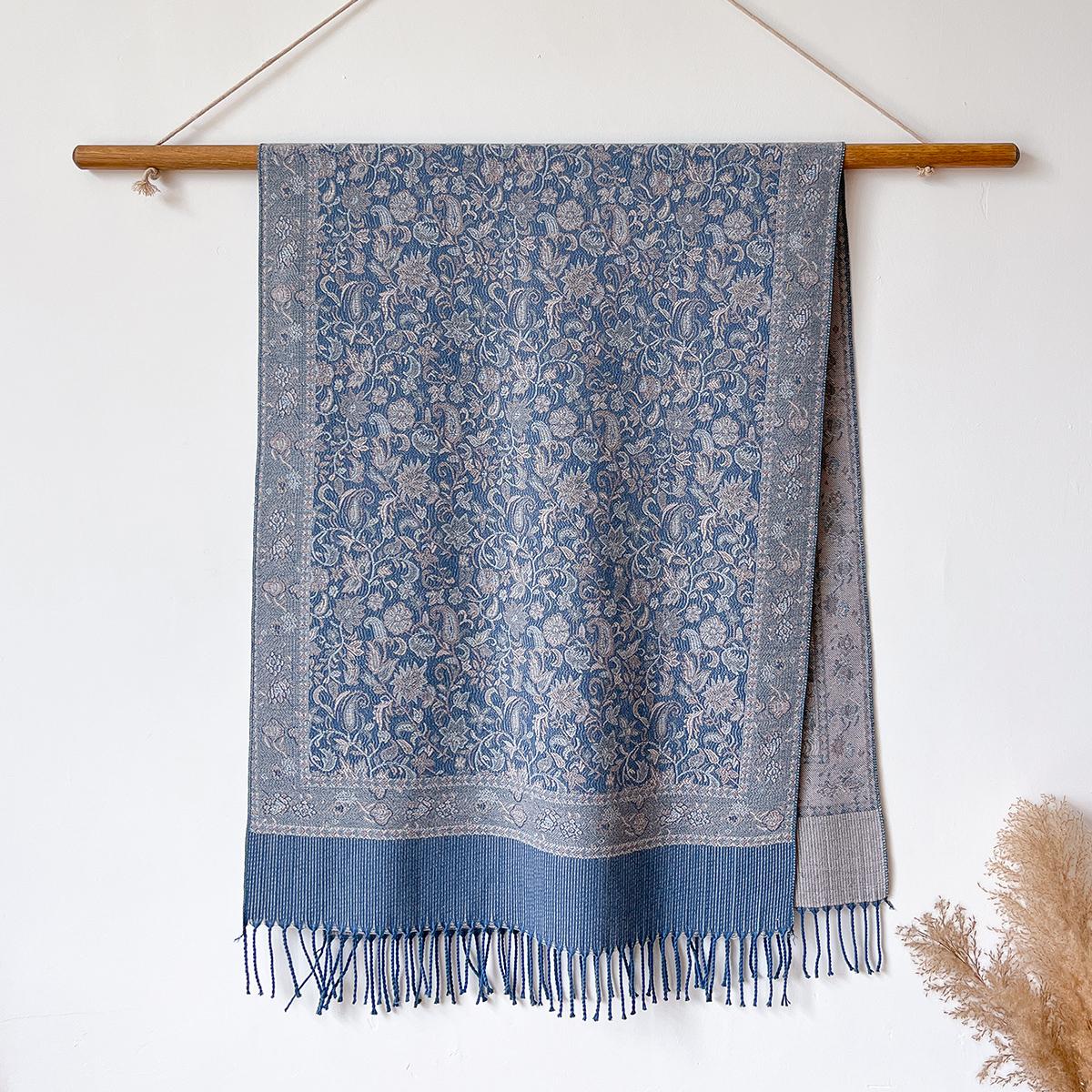 Women Winter Fashionable Tassel Shawl Thickened Imitation Cashmere Scarves Ethnic Style Warm Blanket Cape Headscarf Scarf