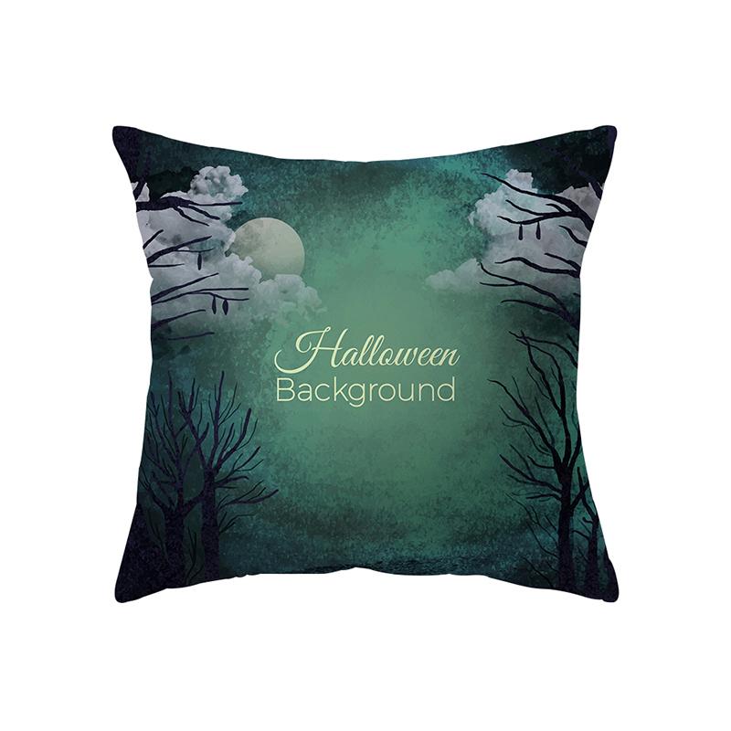 Scary Halloween Theme Pumpkin Bat Black Cat Print Pattern Cushion Cover Home Decor Sofa Decor Throw Pillow Cover