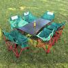 Portable Carbon Steel Folding Table & Chair Set for Camping, Dining, Coffee Shops, and Snack Stalls