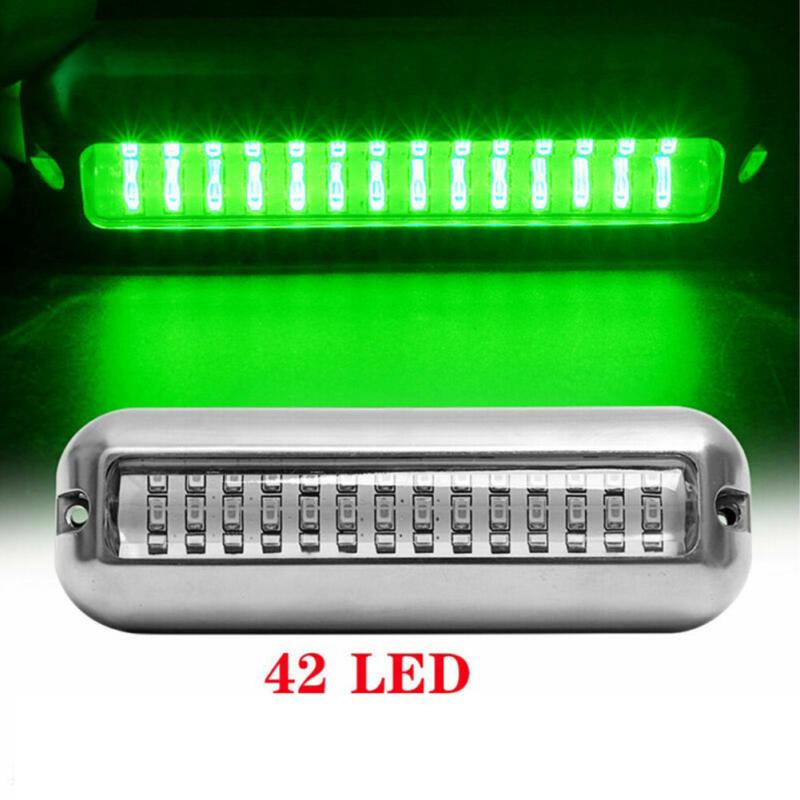 2 Pcs 42LED 50W Underwater Lights 10-30V DC Waterproof Stainless Steel Visible 90 Degrees Lamp For