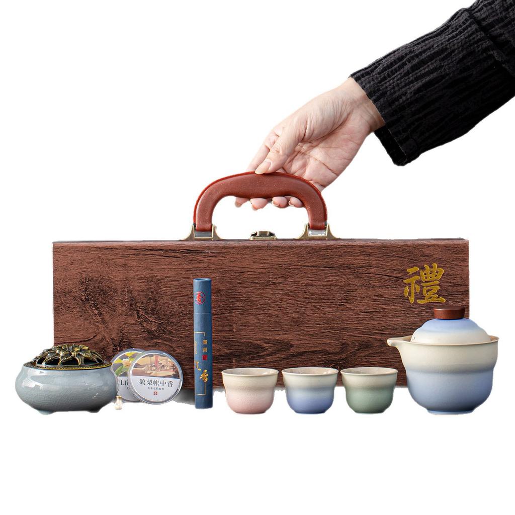 Merchandise ceramic kung fu tea set gift box set, high-end practical business gifts for customers and elders