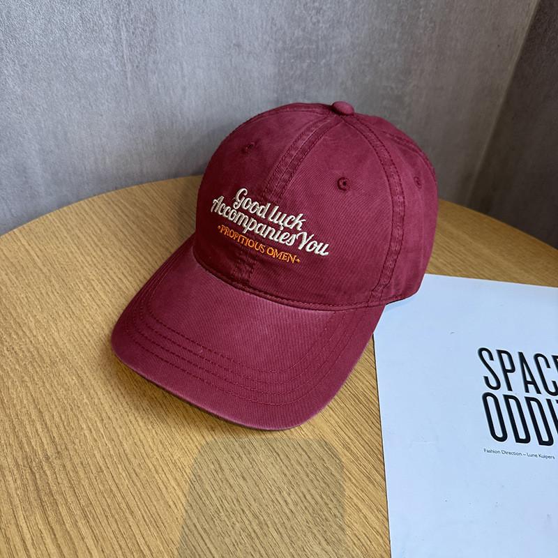 Vintage Letter Embroidered Baseball Cap With Curved Brim For Casual Summer Wear