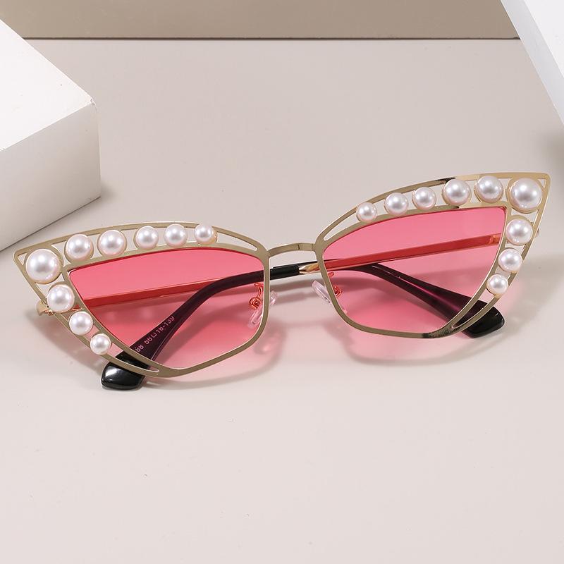 European American Style Women Sunglasses Cat Eye Shape Pearl Decoration Women'S Sun Glasses New Stylish Woman Glasses