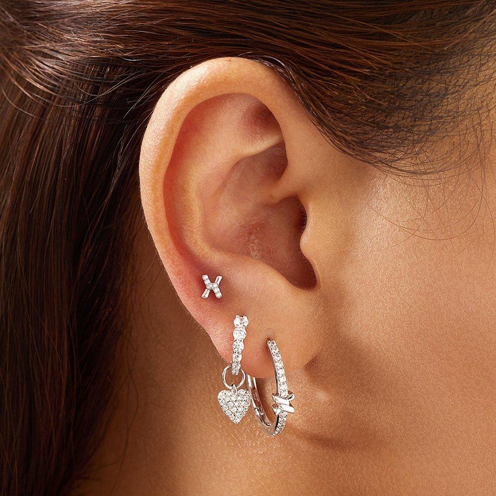 Silver Cross Cubic Zirconia Stud 925 Silver Earrings E061-01H