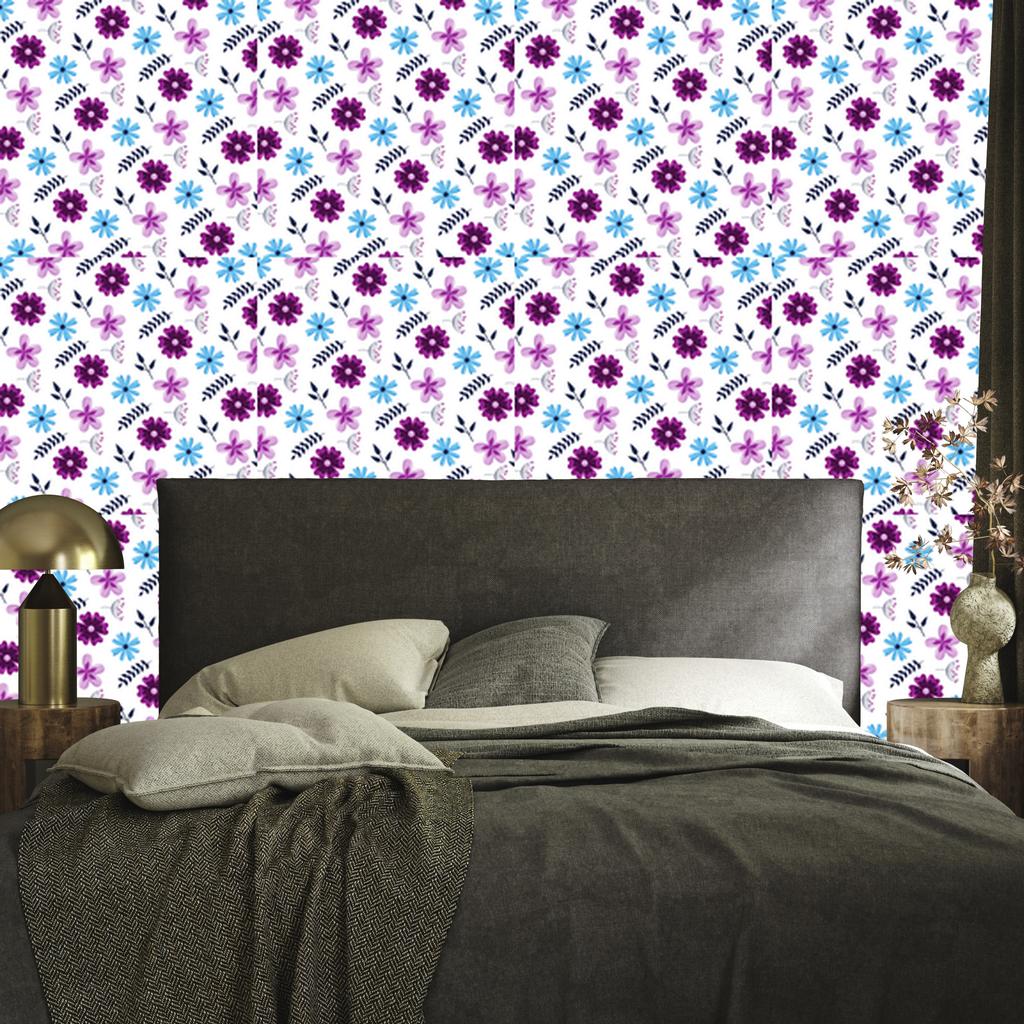 Wallpaper Purple Flowers White and Purple for Living Room and Bedroom 50x1000